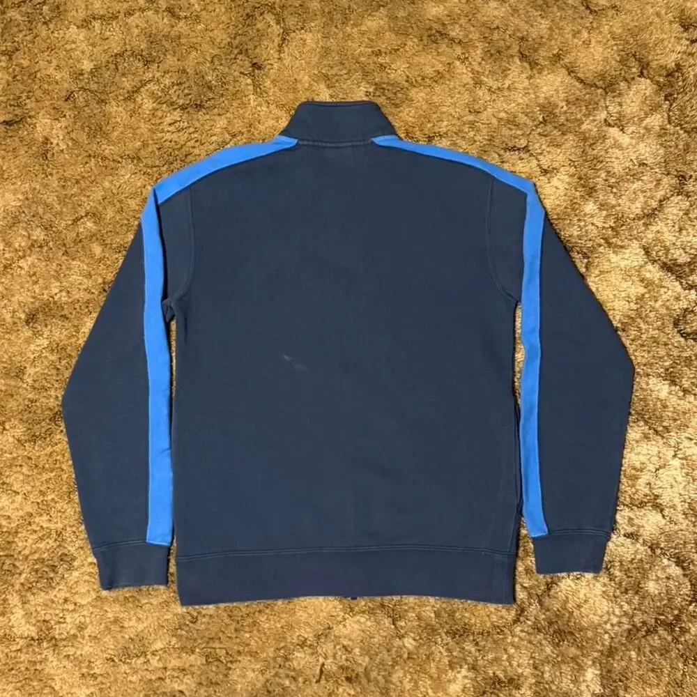 Vintage Y2K Nike Full Zip Track Jacket Navy Blue Stripe Swoosh Logo Small